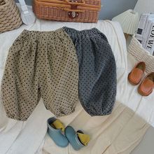 男童女童复古波点灯笼裤儿童圆点哈伦裤宽松萝卜长裤春秋0104A004