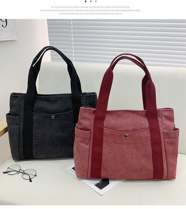 Artistic and simple canvas bag, mother's bag, middle-aged work handbag, cloth bag, large-capacity shoulder bag, women's single-shoulder bag undefined