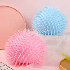 Children's toys large hedgehog hair fuzzy ball colorful glowing ball flashing large soft rubber stress relief handheld baby squeeze fun