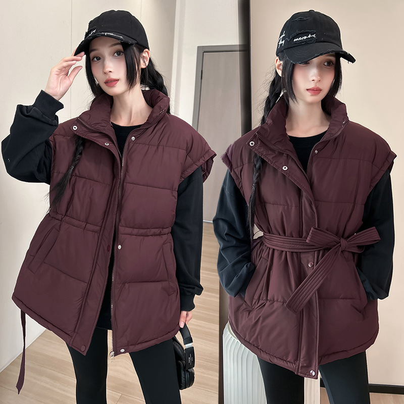 收腰棉服背心马甲女秋冬新款立领2025年韩版宽松时尚加厚洋气外套|undefined