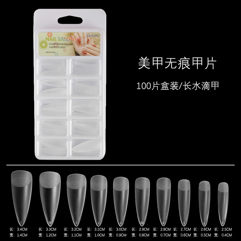 Uñas postizas esmeriladas de 100 unidades - Caja de ampollas, sin costuras, sin necesidad de pulir