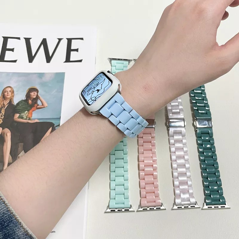 Aplicable a Huawei Samsung tres correa de reloj de plástico arco iris sólido correa de reloj de plástico Apple iwatch