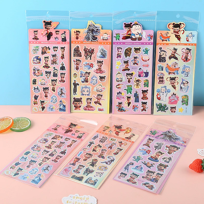 Набор наклеек для планировщика в стиле лазерной тематики серии Nezha, детские мультяшные наклейки Guka для творчества, без вырезки, оптом.