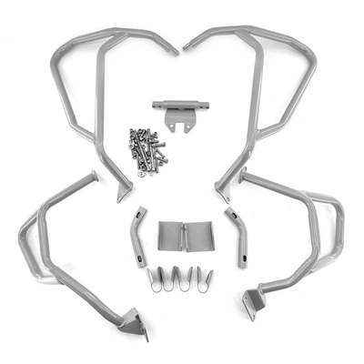 Honda CRF1000L crash bars, non-dual: Motorcycle bumper - upper-and-lower-guard-bars-painted-silver-export-quality-thickened