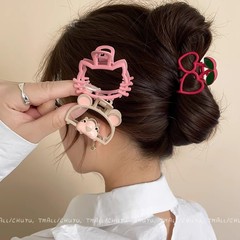 女性用の漫画の猫とクマのヘアピン、甘くてかわいいチェリーの小さなヘアピン、後頭部のシャークヘアピン、ヘアピン、ヘッドバンド