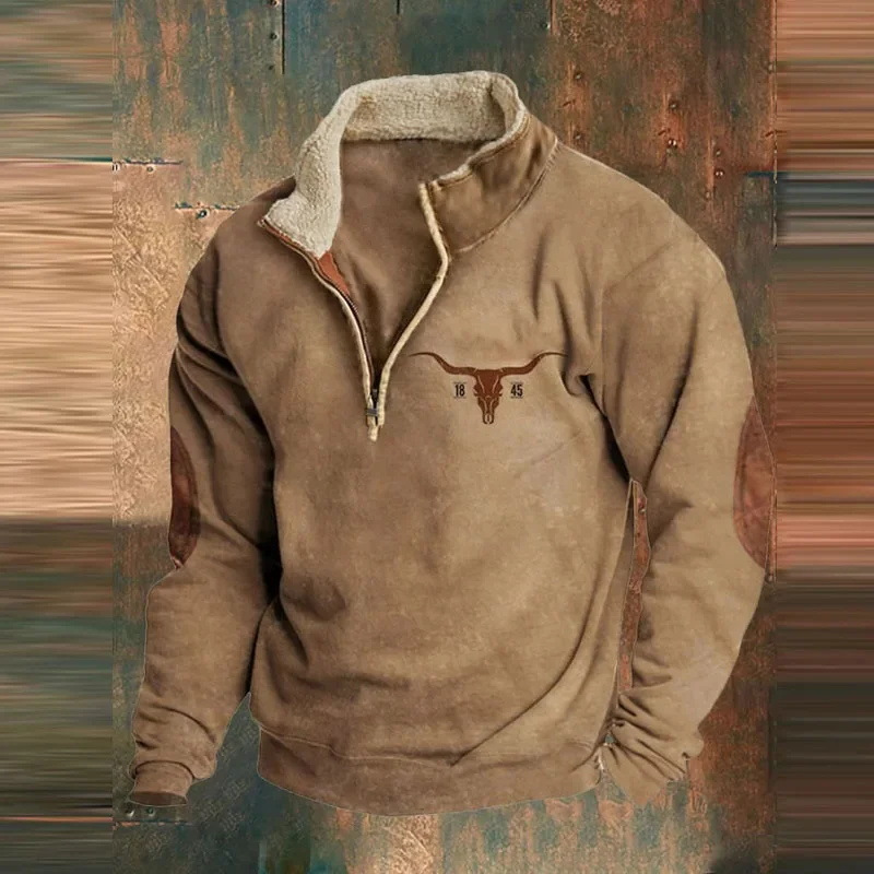 retro ethnic autumn hoody with zipper
