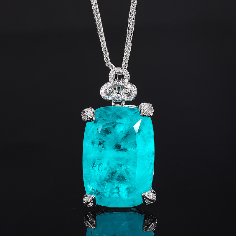 2024 Nuevo producto Zhuang Shengsheng Jewelry Fondo de cobre chapado en oro simulación esmeralda Pa azul collar colgante grande 20*28