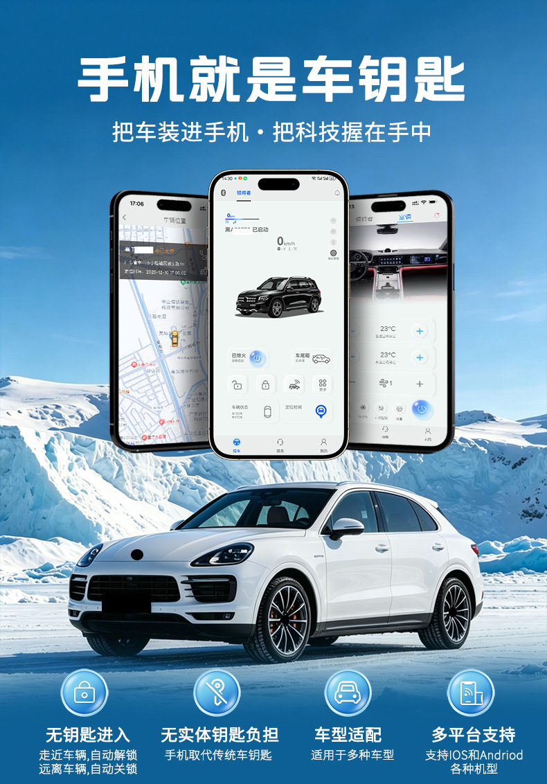 Suitable for Porsche Macan, One-Touch Start Button, Mobile Phone Control, Keyless Entry