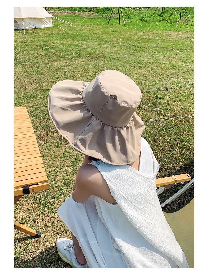Summer UV resistant women s black rubber new versatile sunscreen western style face covering fisherman travel sun_voghion.com