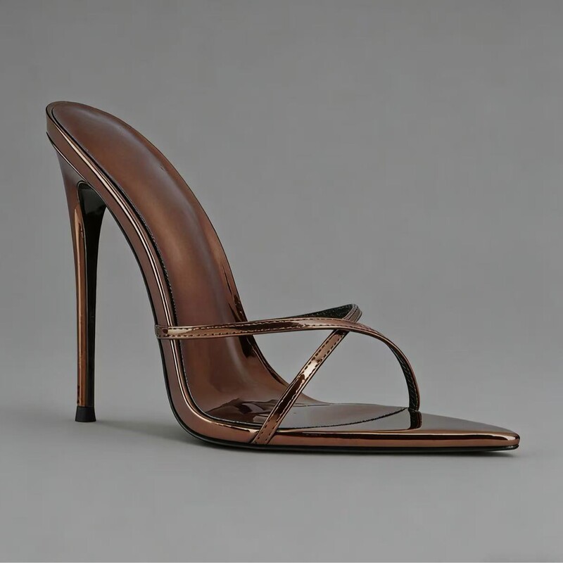 12cm Cross-Strap Brown European and American Fashion Sandals with Pointed Toe, Thin Heel, Steel Heel, High Heel Women's Shoes 45 12cm Cross-Strap Brown European and American Fashion Sandals with Pointed Toe, Thin Heel, Steel Heel, High Heel Women's Shoes 45