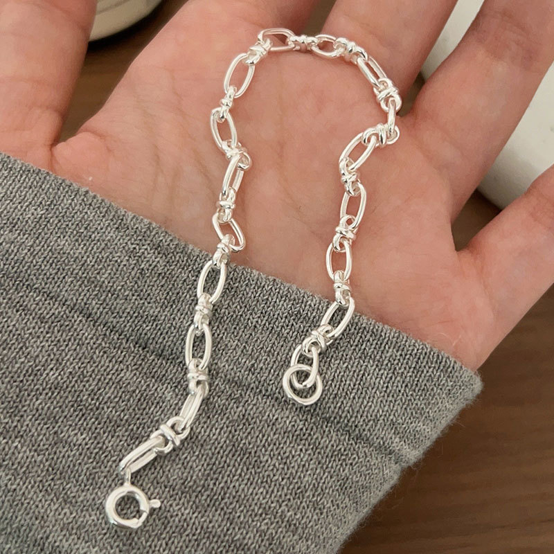 Chiheng S925 Sterling Silver Asymmetrical Geometric Bracelet for Women Niche Accessible Luxury Unique High-End Extremely Simple Ins Bracelet