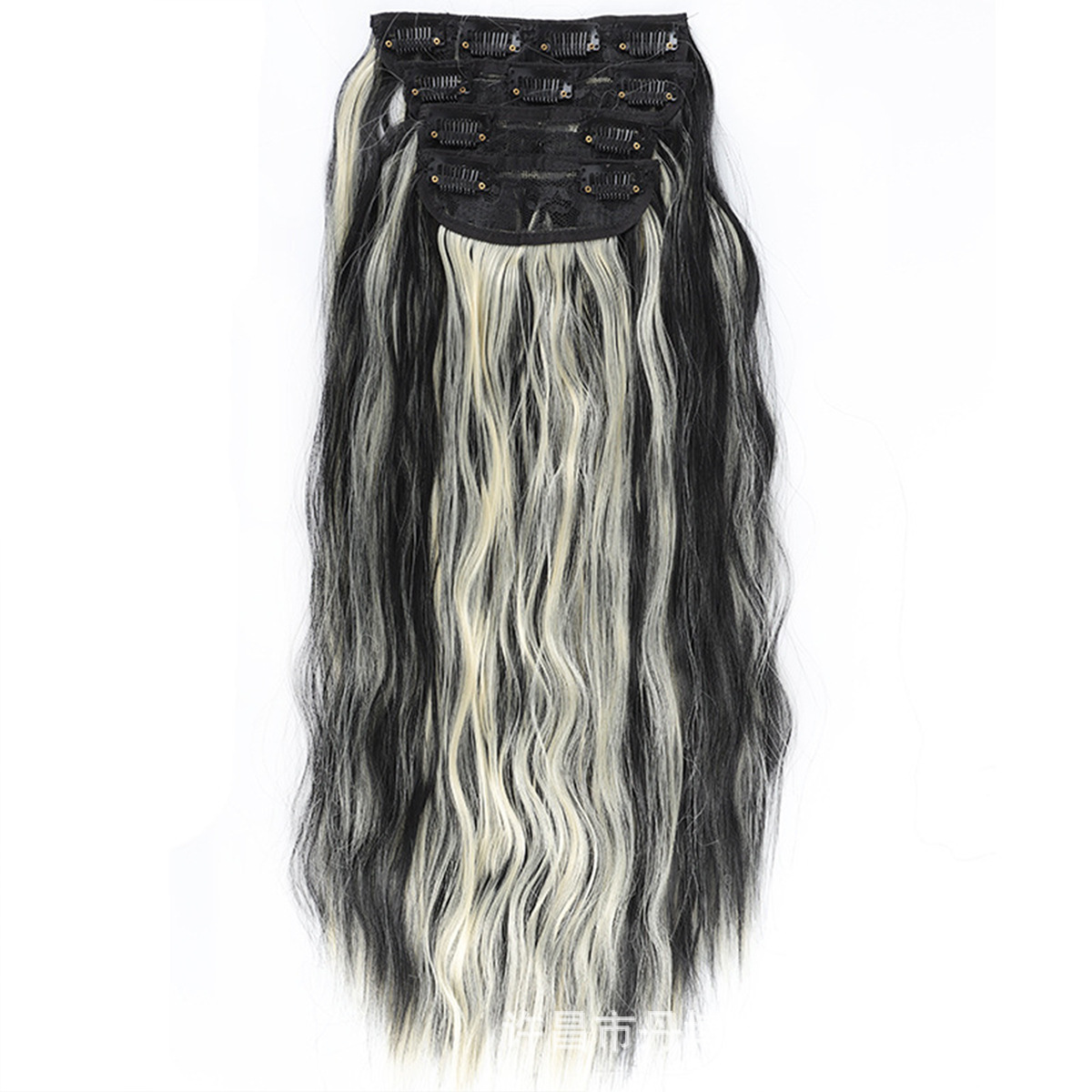 Comercio exterior transfronterizo, peluca europea y americana de cuatro piezas, extensión de cabello ondulado de agua, fibra química de simulación invisible natural, peluca rizada