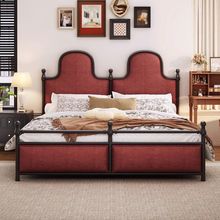法式高档轻奢床复古实木床1.5m主卧双人床现代简约1.8米软包床