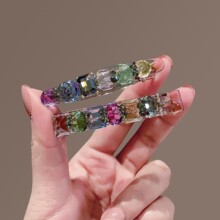 韩系甜美彩色超闪水钻发夹女高级感侧边刘海碎发夹头饰鸭嘴夹发卡