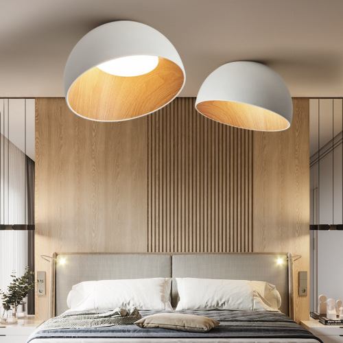 Nordic bedroom ceiling lamp creative children's leisure personality oblique wood grain Japanese style kindergarten master bedroom lamp