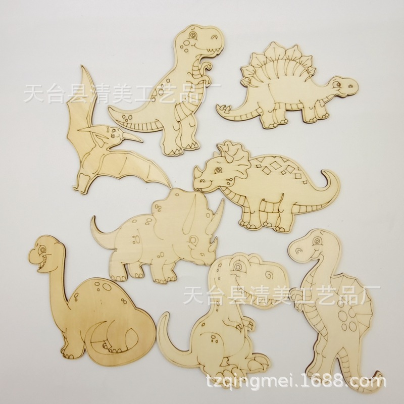 Ocho dinosaurio de madera DIY artesanía decorativa dinosaurio mezclado 8 unidades un paquete