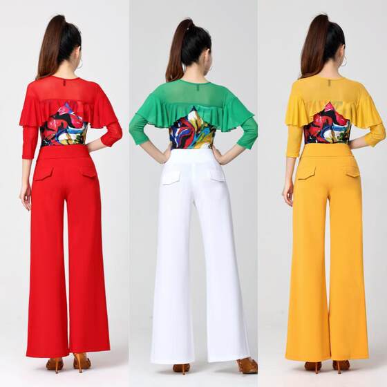 Gitba new style patchwork slim-fit one-piece mid-sleeve dance clothes square dance Latin dance three-step performance dancing clothes