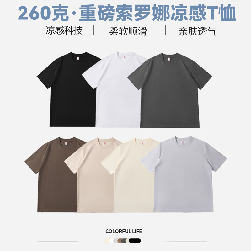 (Wholesale), summer solid color T-shirt for men and women with a round collar, 260 gram, city style, oversize