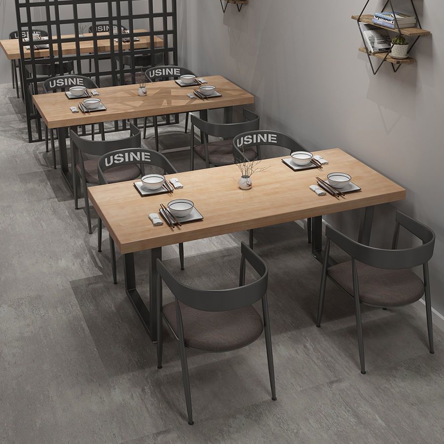 美式实木方桌咖啡厅奶茶店桌椅组合简约铁艺四方桌餐厅餐桌椅1082