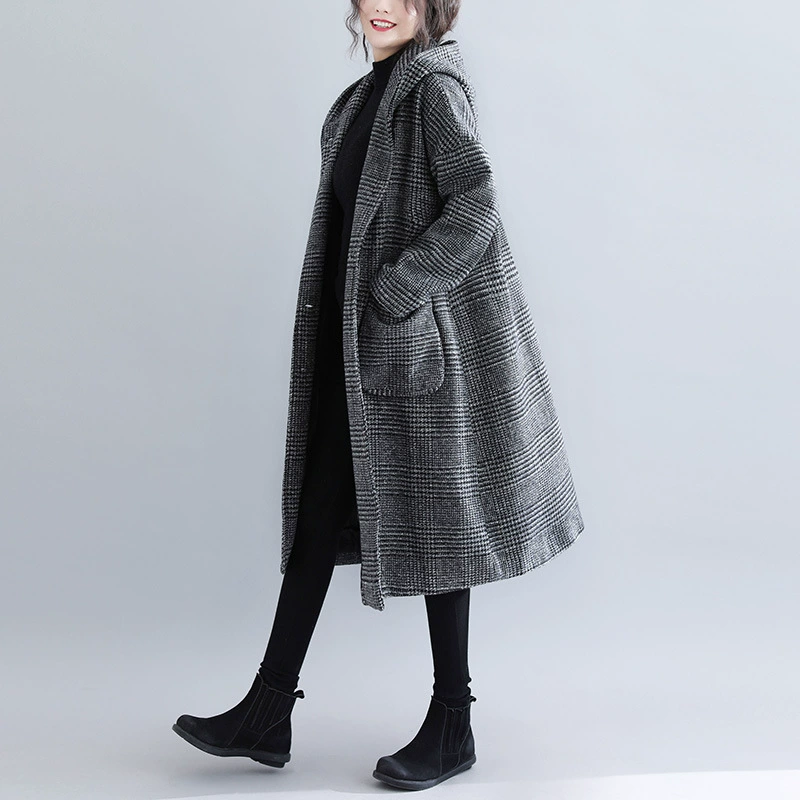 Зимнее шерстяное пальто, trench coat, корейский стиль, плюс‑размер