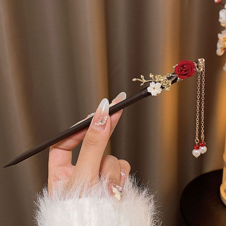 Nuevo estilo chino flange flores alfileres de cabello de alta calidad mujer cabeza trasera alfileres de cabello chino cheongsamos alfileres de cabello tocado