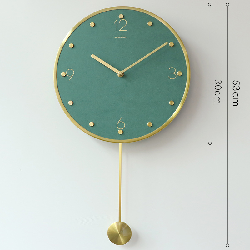 Metal mudo reloj de oscilación: Color de lujo ligero moderno lujo ligero ins Reloj de pared latón escala color MDF reloj cara