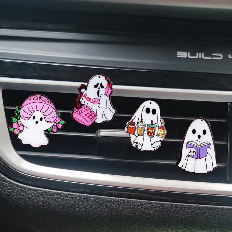 国境を越えて人気のハロウィーン幽霊車の吹出口香薫アクセサリーかわいい車載エアコン羽口装飾品|undefined
