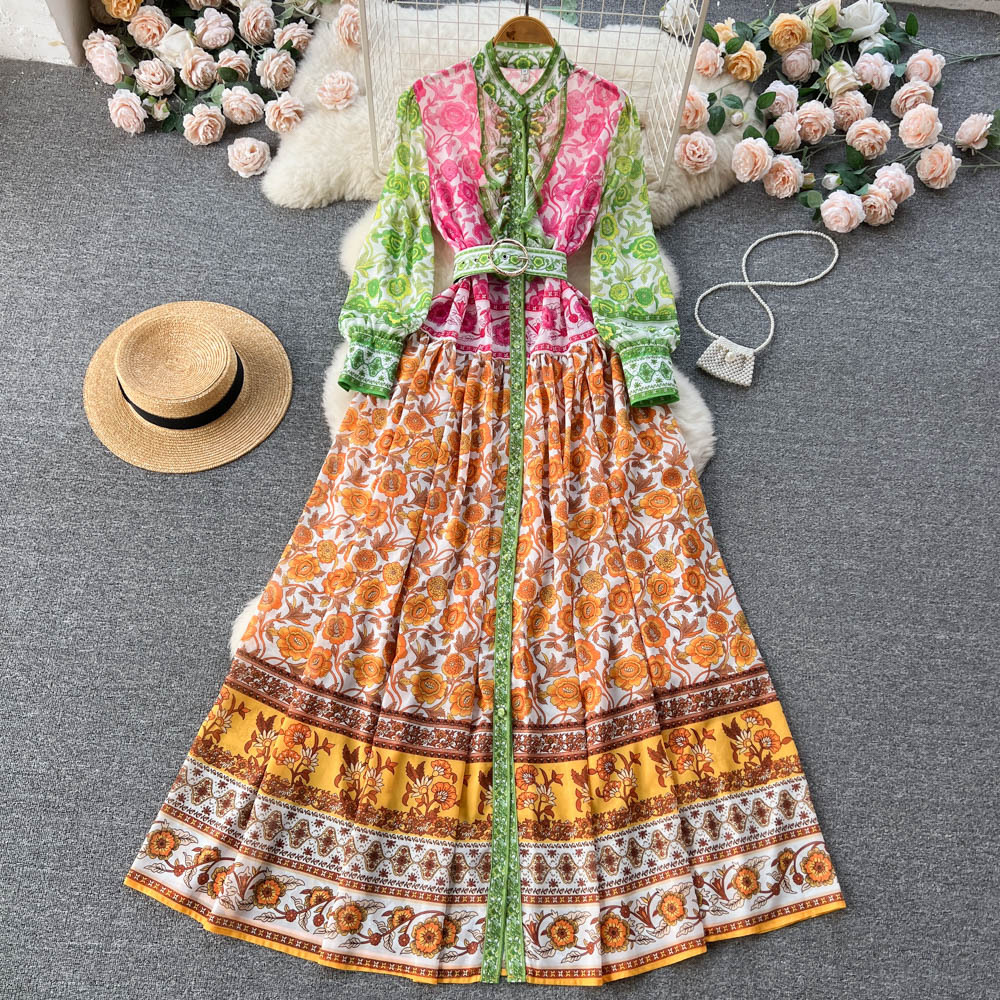 Demi-season retro long skirt