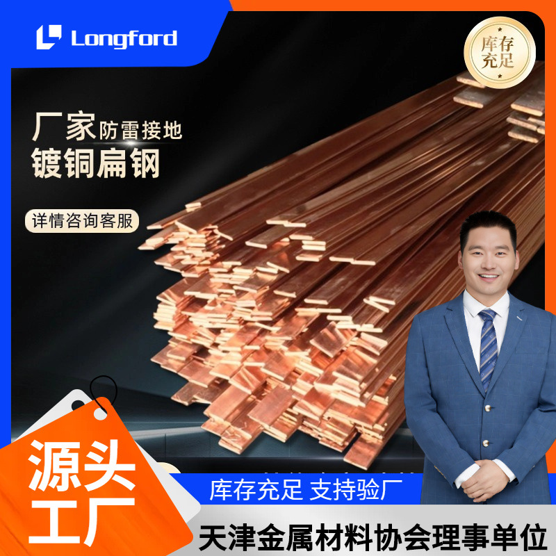 天津镀铜扁钢 防雷接地材料用铜包钢扁铁 厂家供应铜覆钢扁钢圆棒