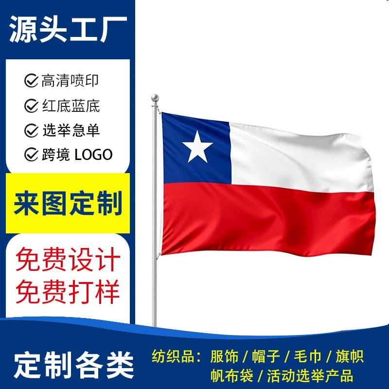 Производитель флагов на заказ для президентских выборов в Чили в 2025 году, флаги для выборов, OEM-производство, вымпелы, подвесные флаги