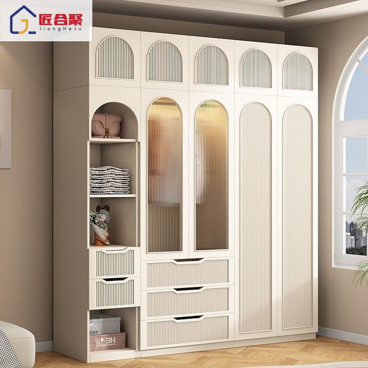 Cream French Wardrobe Home Bedroom Simple Storage Cabinet Rental Room Practical Small Apartment Storage Large Wardrobe
