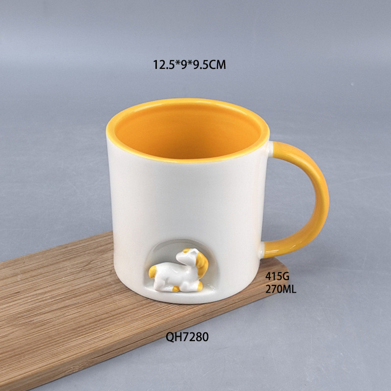 Caricatura lindo pony taza de agua de cerámica doméstica taza de oficina de estudiantes de temperatura media pareja taza de marca grande