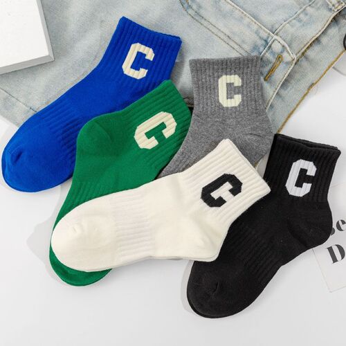 Socks Women's Autumn and Winter Cotton Socks Wholesale Little Red Book Same Style Boat Socks Solid Color Letters Trendy Women's Cotton Socks