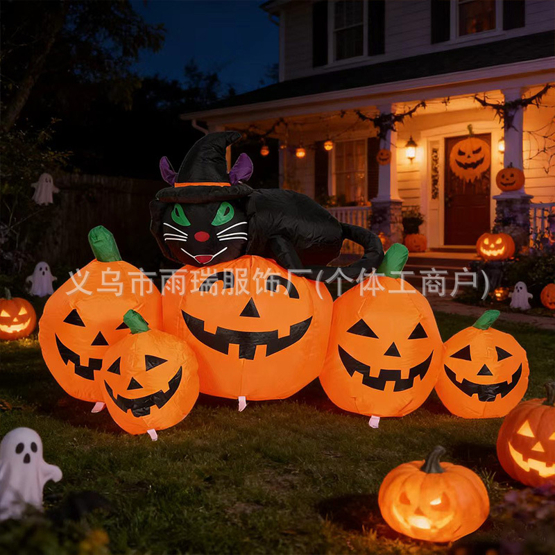 Modelo de aire de Halloween transfronterizo calabaza gato fantasma modelo de aire decoración fábrica de aire de Halloween inflado modelo personalizado