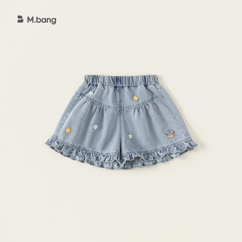Youbao Children's Clothing Summer Girls' Jeans Thin Light Blue Versatile Girls' Shorts Flared Summer Pants Children's Clothing
