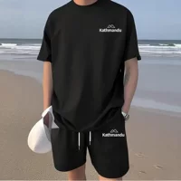 Новый мужской повседневный спортивный сетчатый костюм, модный классический топ с удобными и дышащими брюками, простой и прочный.