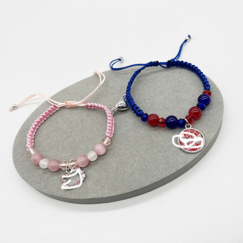 Cross-border TK same style KT Cat Spider-Man new heart-shaped magnetic bracelet hand-woven bracelet beaded bracelet