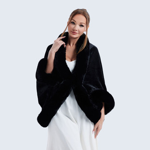 New winter wear lengthened thickened warm outer wear fleece-lined fashionable western style high-end furry thickened cape coat in stock