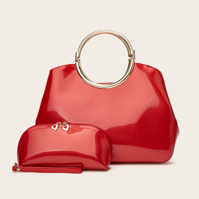 2026 New European and American Fashion Patent Leather Handbag for Women, Red Bridal Wedding Bag, Ladies' Wedding Bag, Mother-Daughter Bag Set 2026 New European and American Fashion Patent Leather Handbag for Women, Red Bridal Wedding Bag, Ladies' Wedding Bag, Mother-Daughter Bag Set