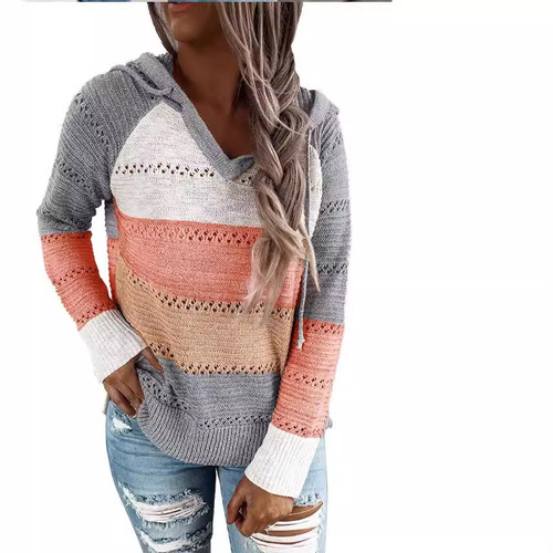 Original single Wishebay autumn and winter striped hooded sweater