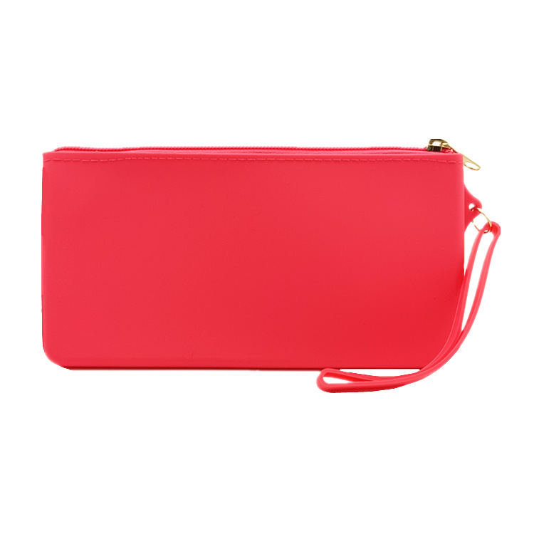 Bolsa de almacenamiento de silicona de gran capacidad de alto aspecto bolsa de cosméticos de cremallera multifuncional portátil cuadrada con impresión de logotipo