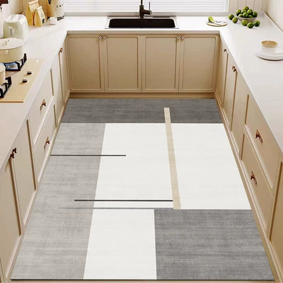 Pvc Floor Mats Can Be Wiped Clean, Suitable for Covering the Entire Balcony, Waterproof and Stain-Resistant Floor Carpet, Kitchen Leather Oil-Proof Washable Floor Mats, Pvc (Avtomobil döşəmə paspasları) - simple-gray-a-50x-80cm-small-size-please-be-careful-when-shooting