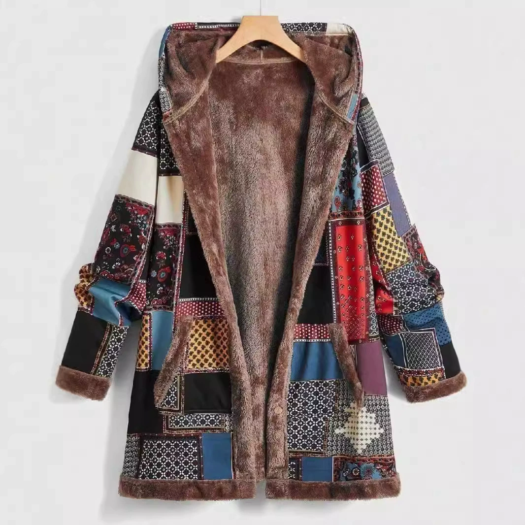 2024 Зимой Amazon WISH Европа и США взрываются новые женские хлопковые и льняные принты свитер теплые плюшевые куртки