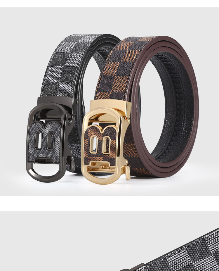 Neuer beliebter Gürtel, hochwertiger Gürtel mit automatischer Schnalle und Buchstabengitter, Business-Casual-Anzuggürtel für Herren, Hosengürtel_voghion.com
