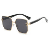 Square metal fashionable trend sunglasses flower-shaped, 2023 collection, gradient, European style