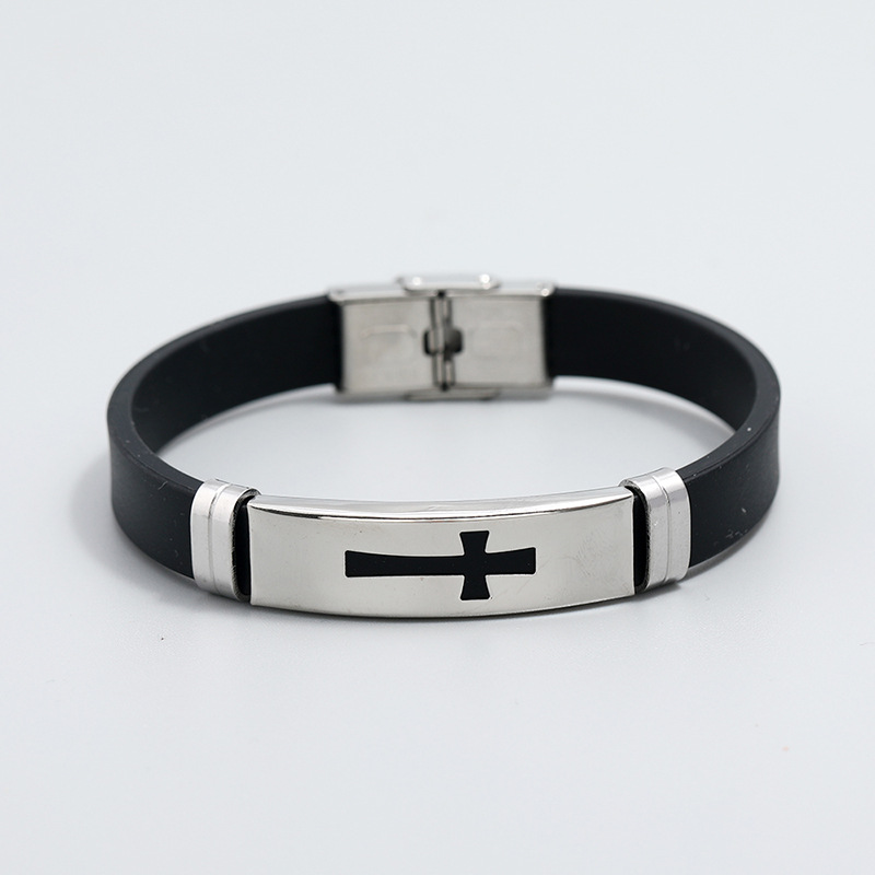 Pulsera De Silicona Creativa De La Personalidad De Los Hombres De La Pulsera Del Acero Inoxidable De Los Hombres De La Moda display picture 1