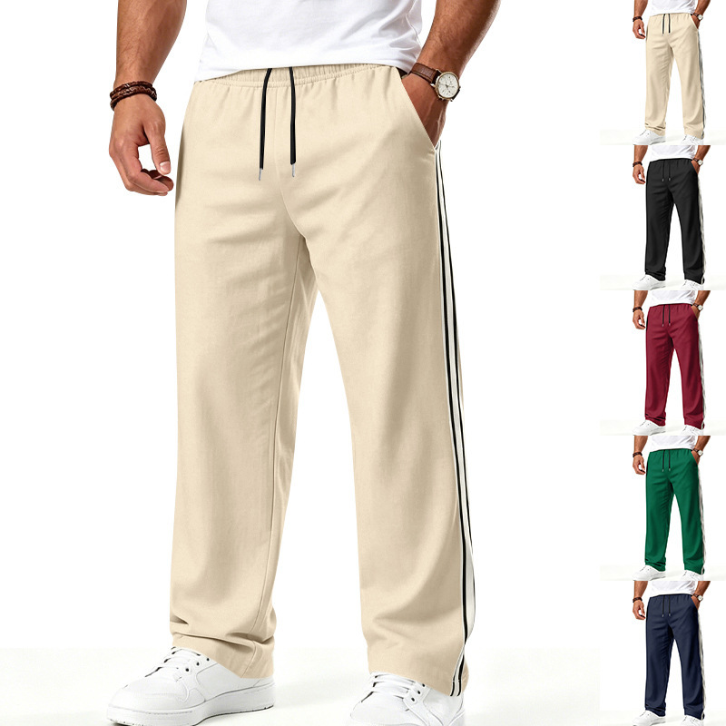 2026 Cross-Border European and American Style Loose Casual Sports Men's Drawstring Color-Blocking Tape Fitness Jogging Straight-Leg Pants Wholesale 2026 Cross-Border European and American Style Loose Casual Sports Men's Drawstring Color-Blocking Tape Fitness Jogging Straight-Leg Pants Wholesale