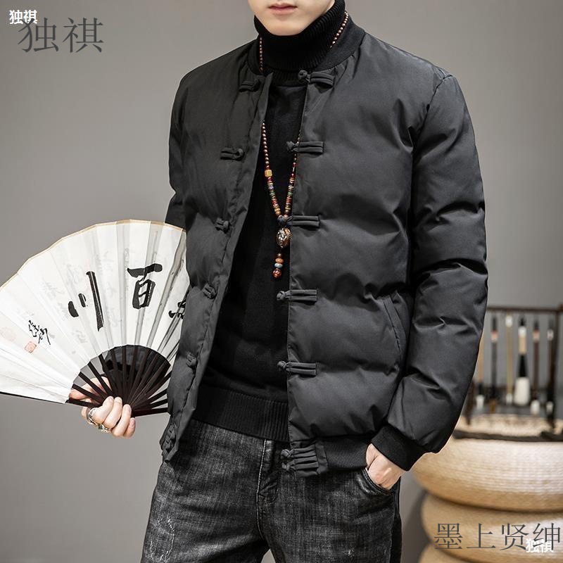 中国风男装盘扣棉衣复古中式唐装棉袄男士大码胖子棉服立领外套冬