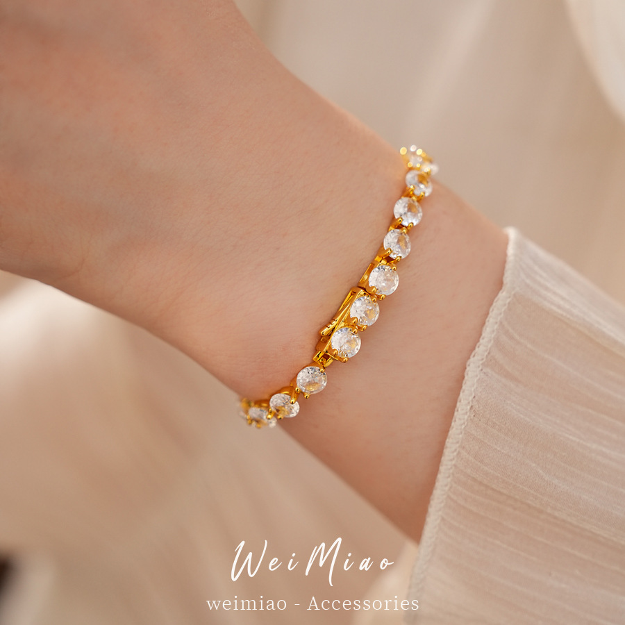 14 quilates de oro verdadero electrón de diamante de hierba afortunada flor pulsera de fichaje pulsera ligera de lujo nicho temperamento delicado joyas de pulsera