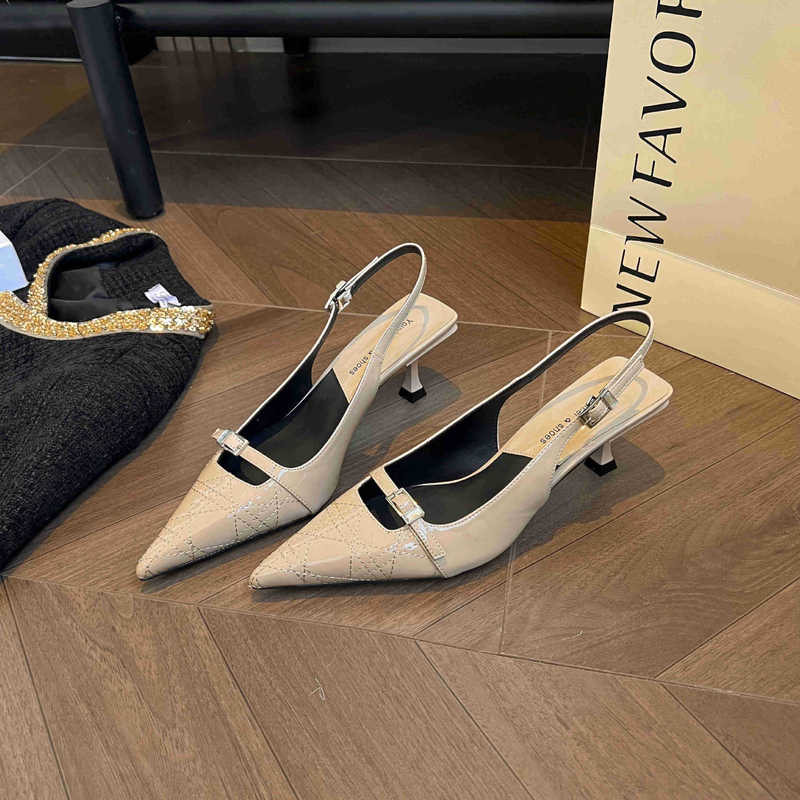 6098-10 New Fashion Niche Temperament Pointed Baotou Single Shoes Women's Thin Heel Baotou Women's Joker Sandals Single Shoes